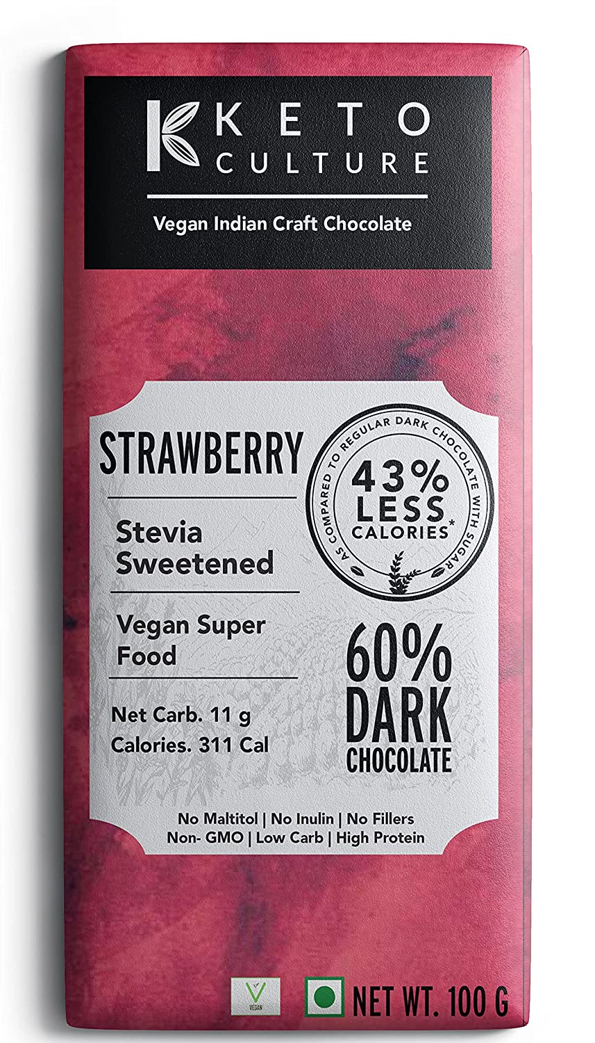 Keto Culture Strawberry Vegan Dark Chocolate Image