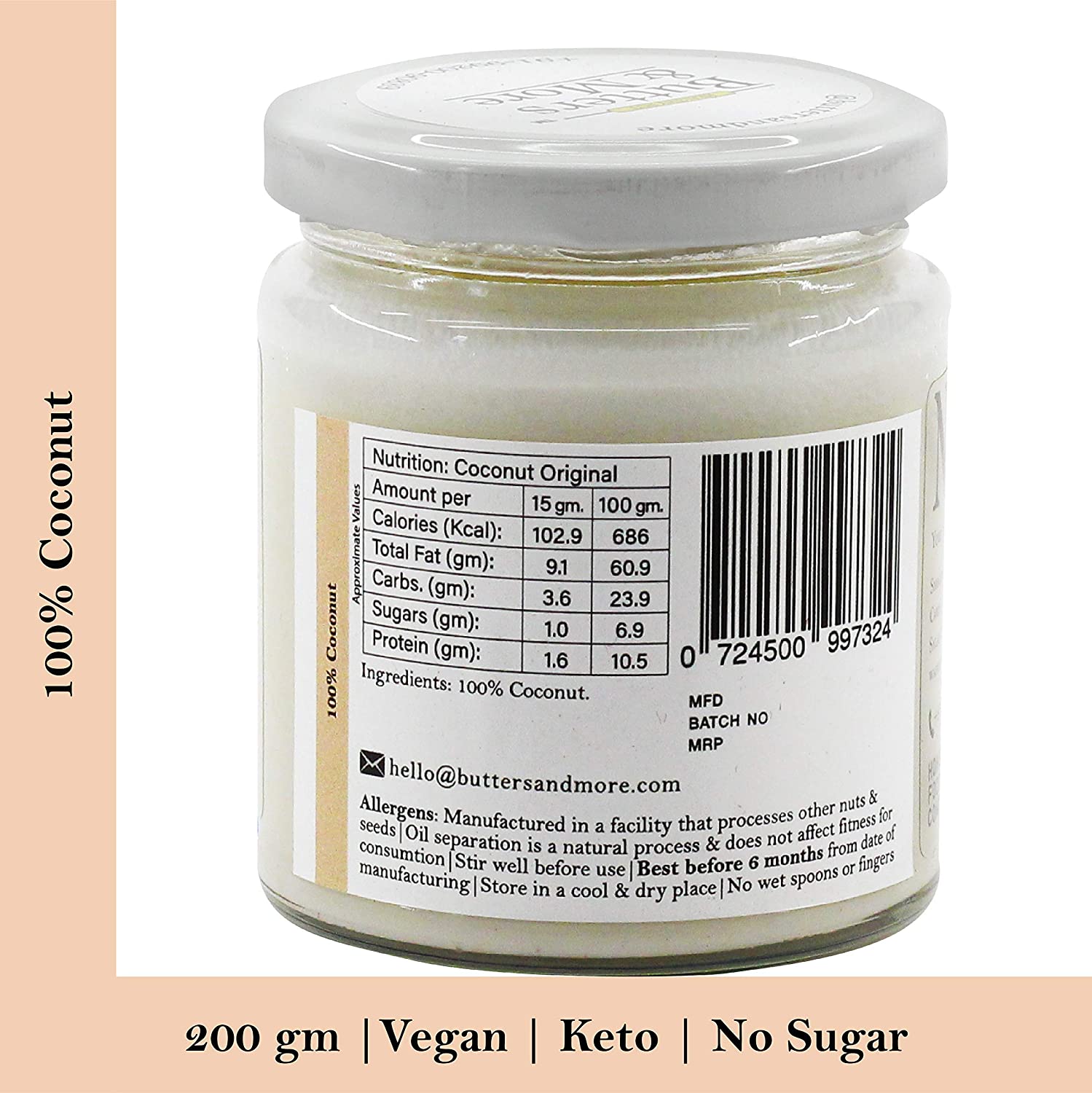 Butters & More Vegan Natural Coconut Butter  Image