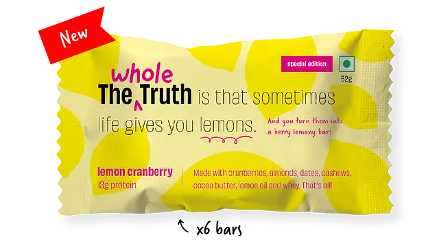 The Whole Truth Lemon Cranberry Protein Bar Image