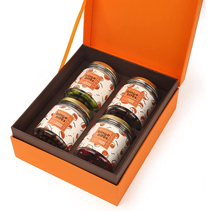 Binge Bites Luxury 4 Jars Box Image Binge Bites Luxury 4 Jars Box Image