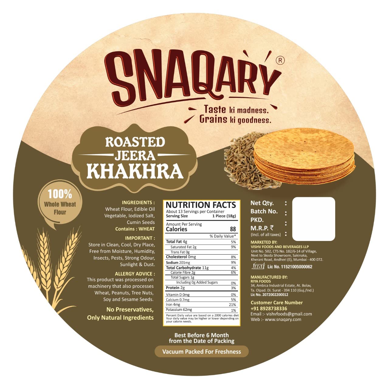 Snaqary Roasted Jeera Khakhra Image