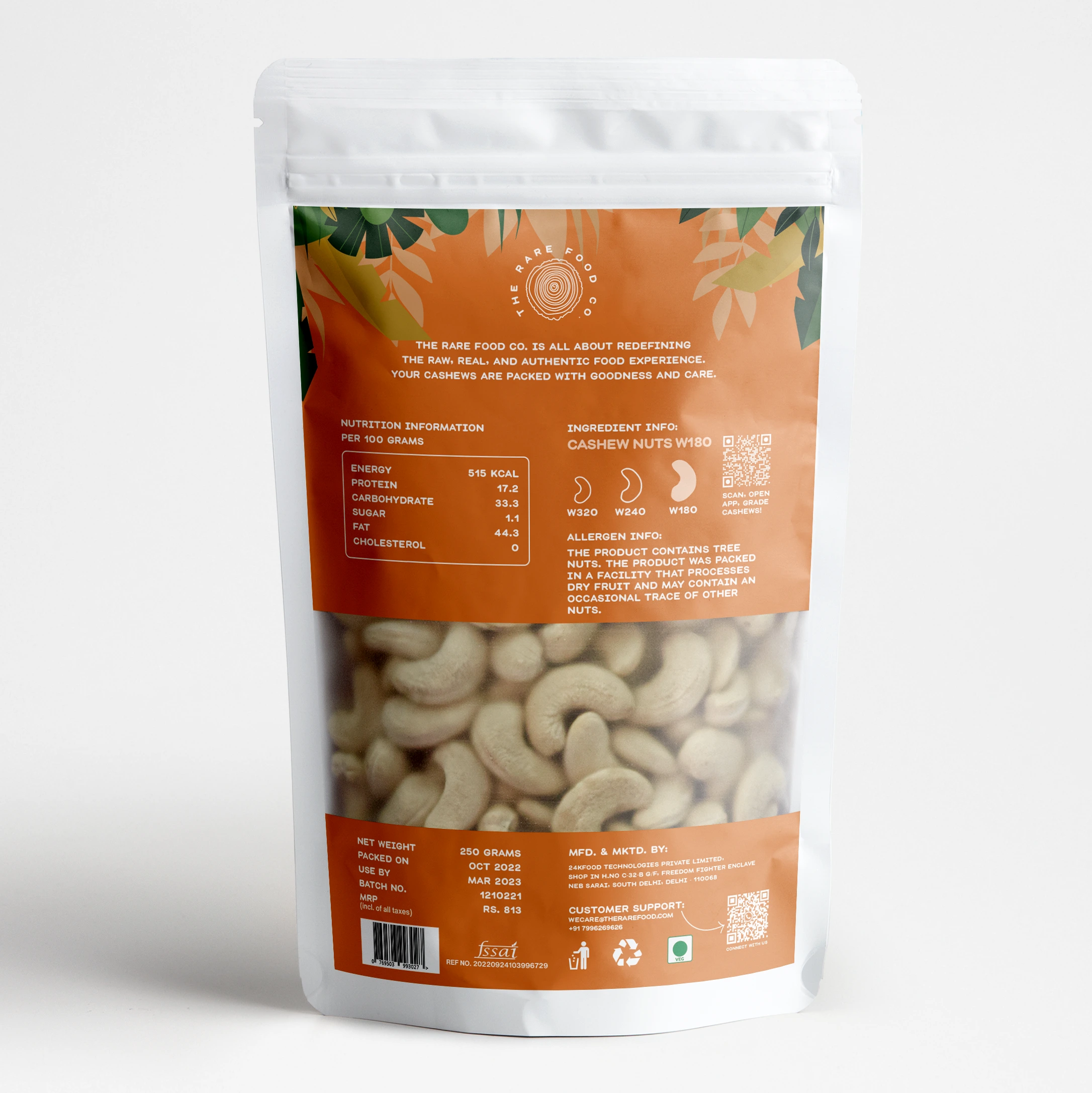 The Rare Food Company Cashew 180 Image