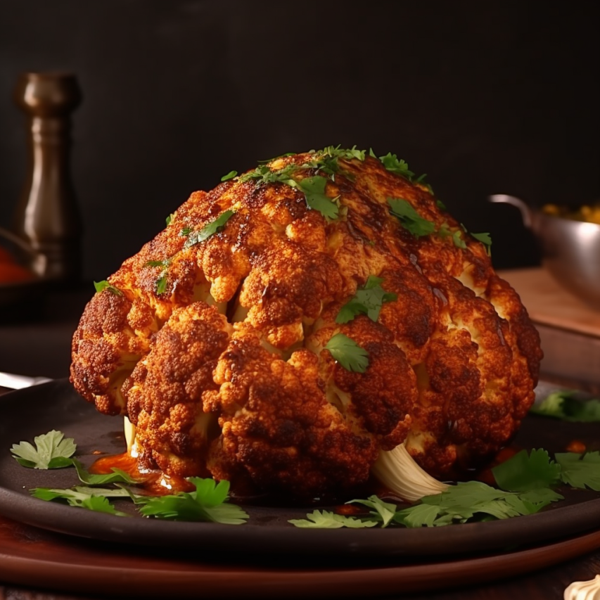 Spiced Whole Roasted Cauliflower Delight