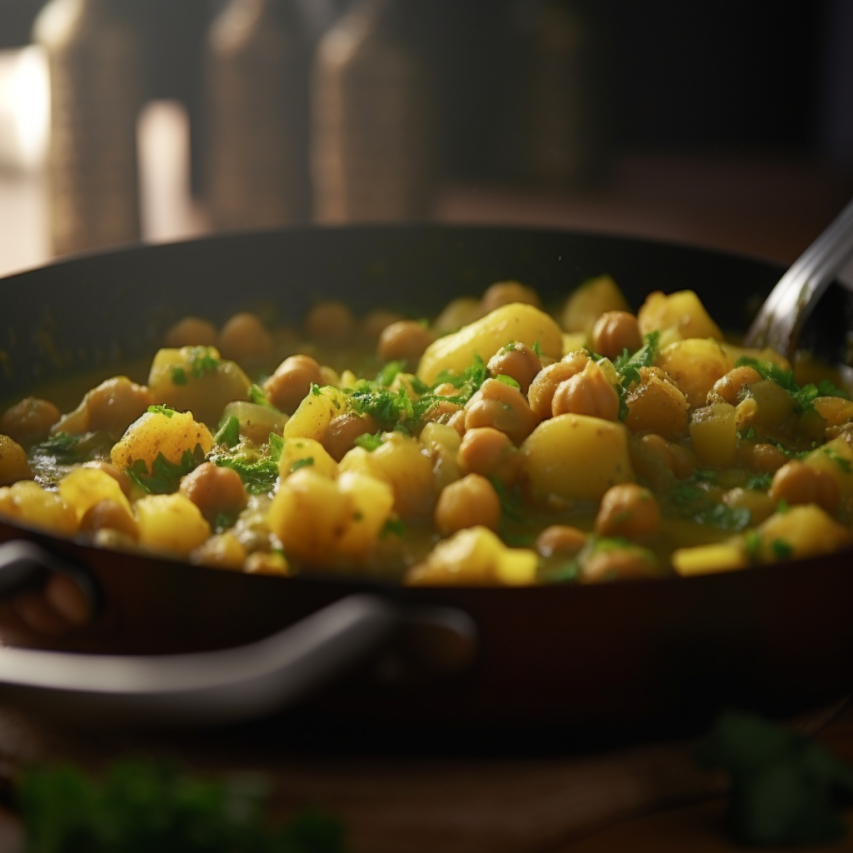 Green Chickpea and Potato Curry