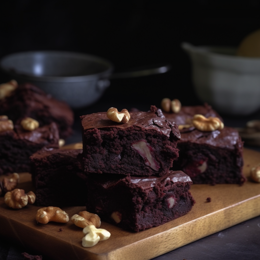 Eggless Beetroot Walnut Brownies