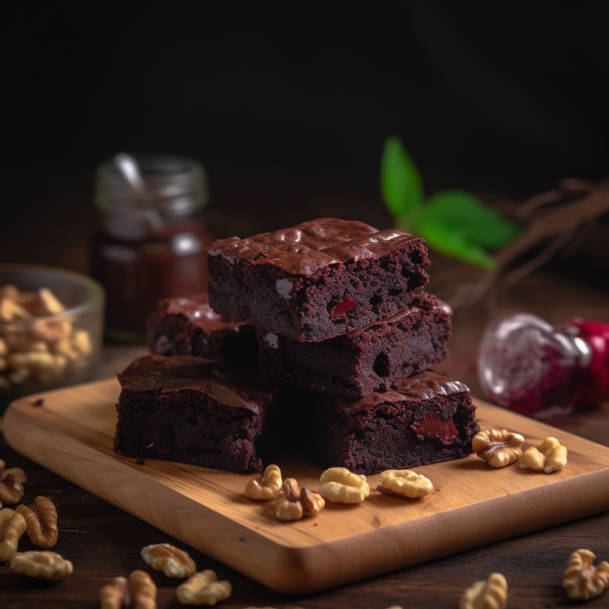 Eggless Beetroot Walnut Brownies