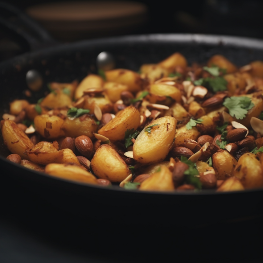 Pan-Fried Spiced Potatoes with Peanuts