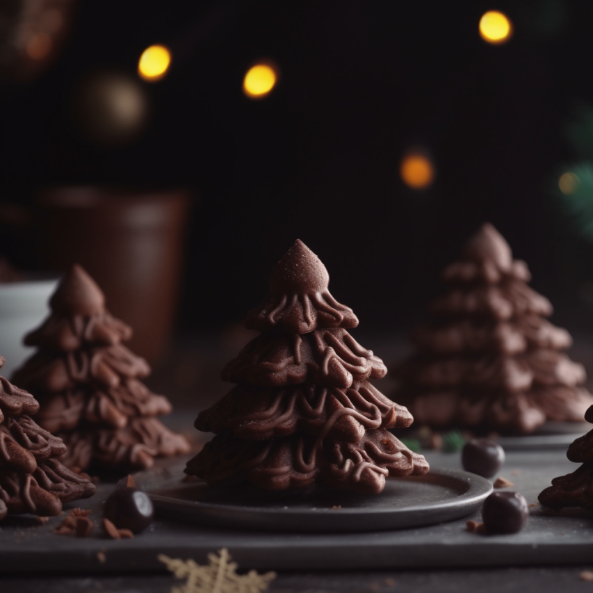 Festive Chocolate Christmas Tree Cookies