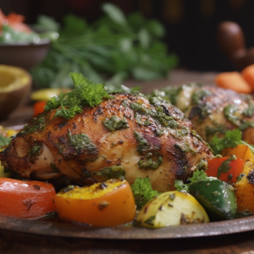 Herb-Infused Grilled Chicken with Colorful Vegetables