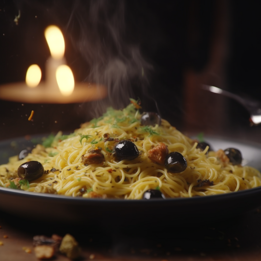Cheesy Olive Spaghetti