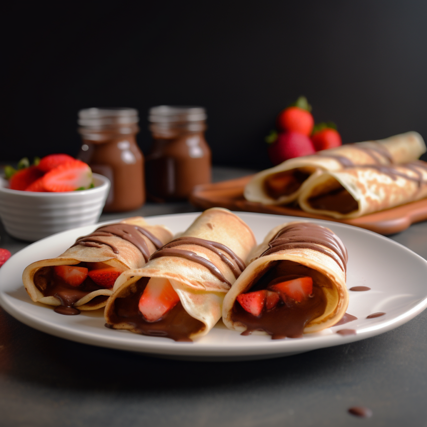 Eggless Nutella Strawberry Crepes