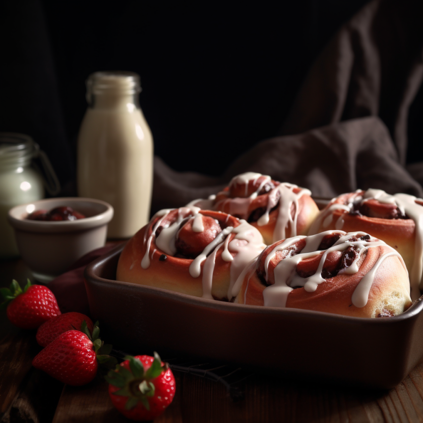 Strawberry Chocolate Swirl Rolls with Vanilla Glaze